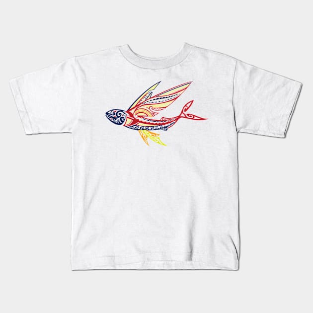 Abstract Flying Fish Kids T-Shirt by DezinerFiles